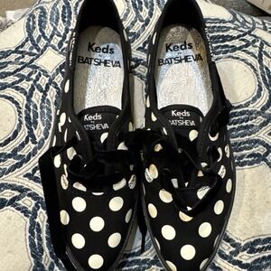 Keds x Batsheva Pointed Toe Polka Dot Platform Sneakers Black White 5.5